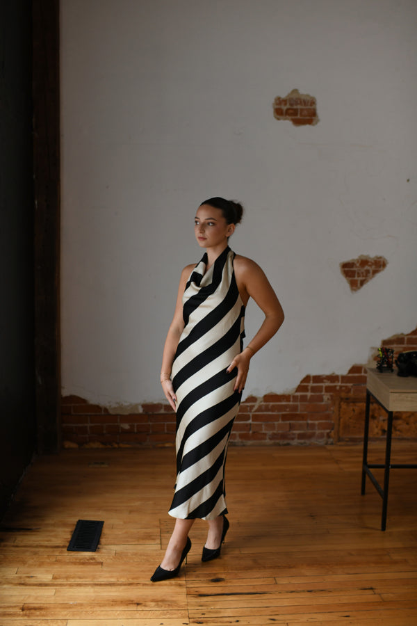 slim fit dress slacks Halter Cowl Neck Midi Dress L