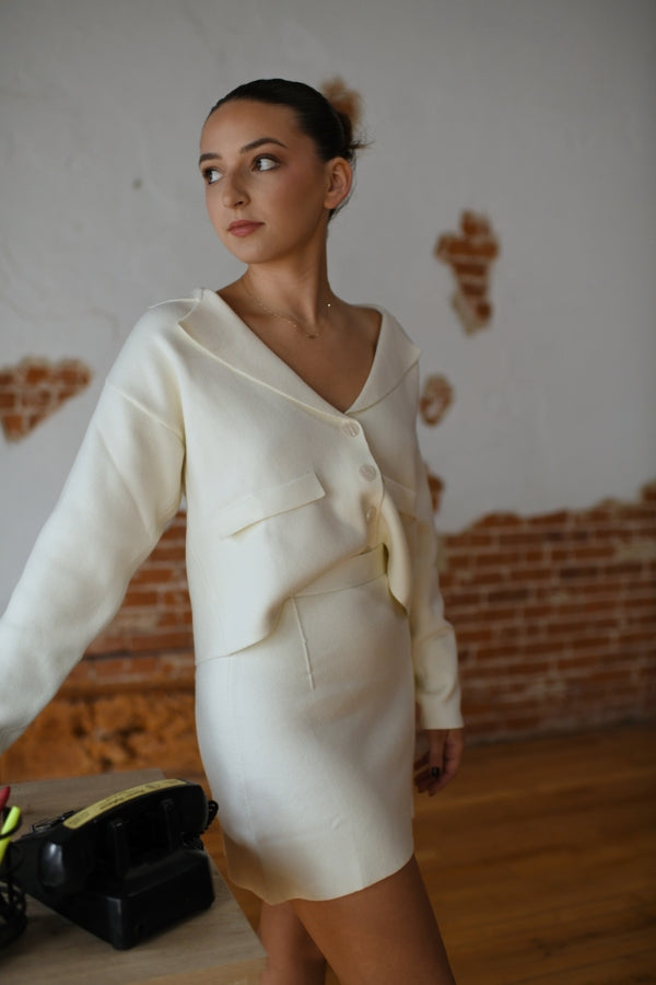 "Page Me" Collared Cardigan