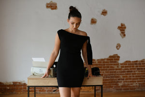 "The Boss Is In" Knit Asymmetric Dress