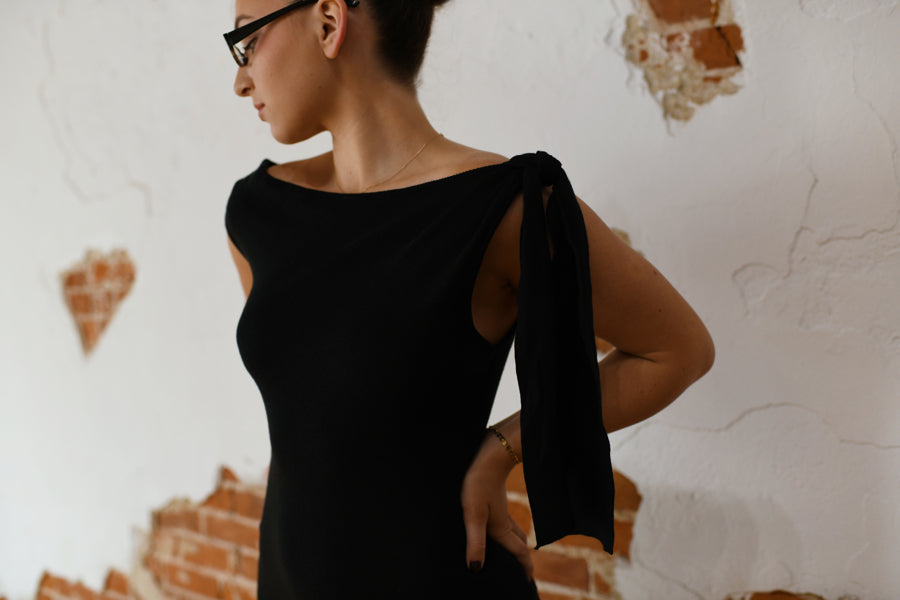 "The Boss Is In" Knit Asymmetric Dress