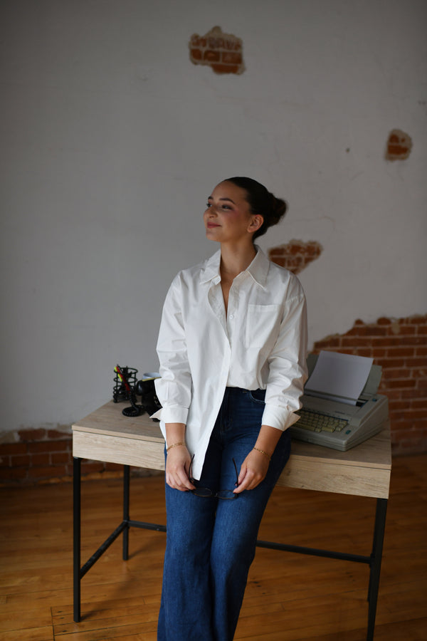 She Means Business Oversized Button Up